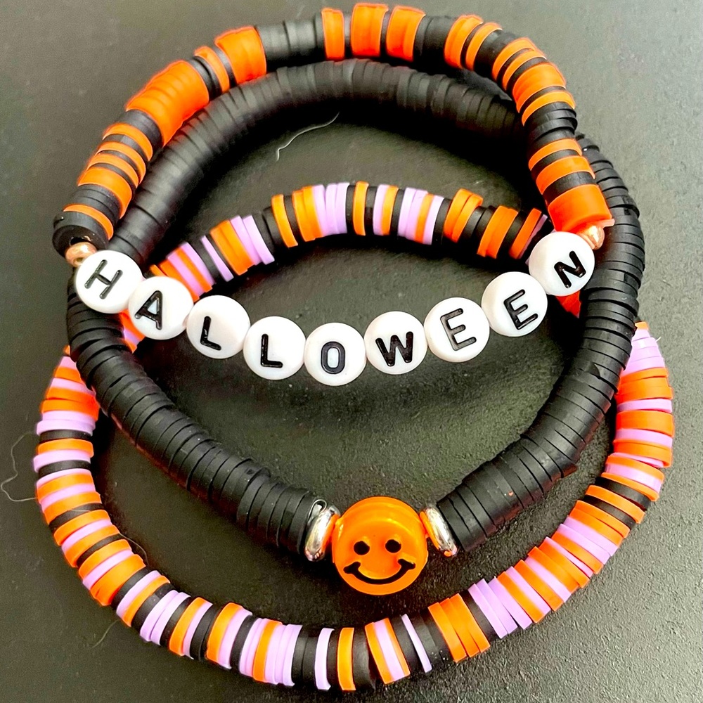 Halloween Kids Clay Bead Bracelets. NWT. You get all 3 bracelets!